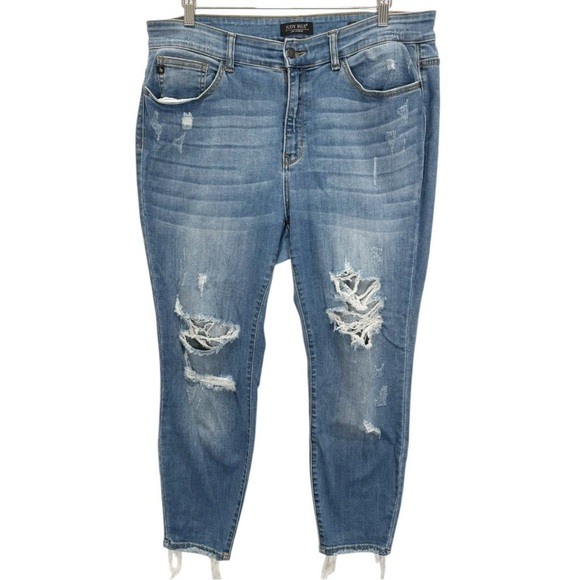 Judy Blue Skinny Fit Stretch Denim Distressed Jeans Size 16W - Picture 1 of 8